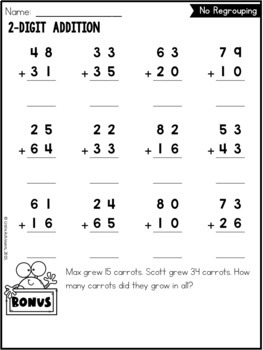 free printable addition and subtraction worksheets without regrouping