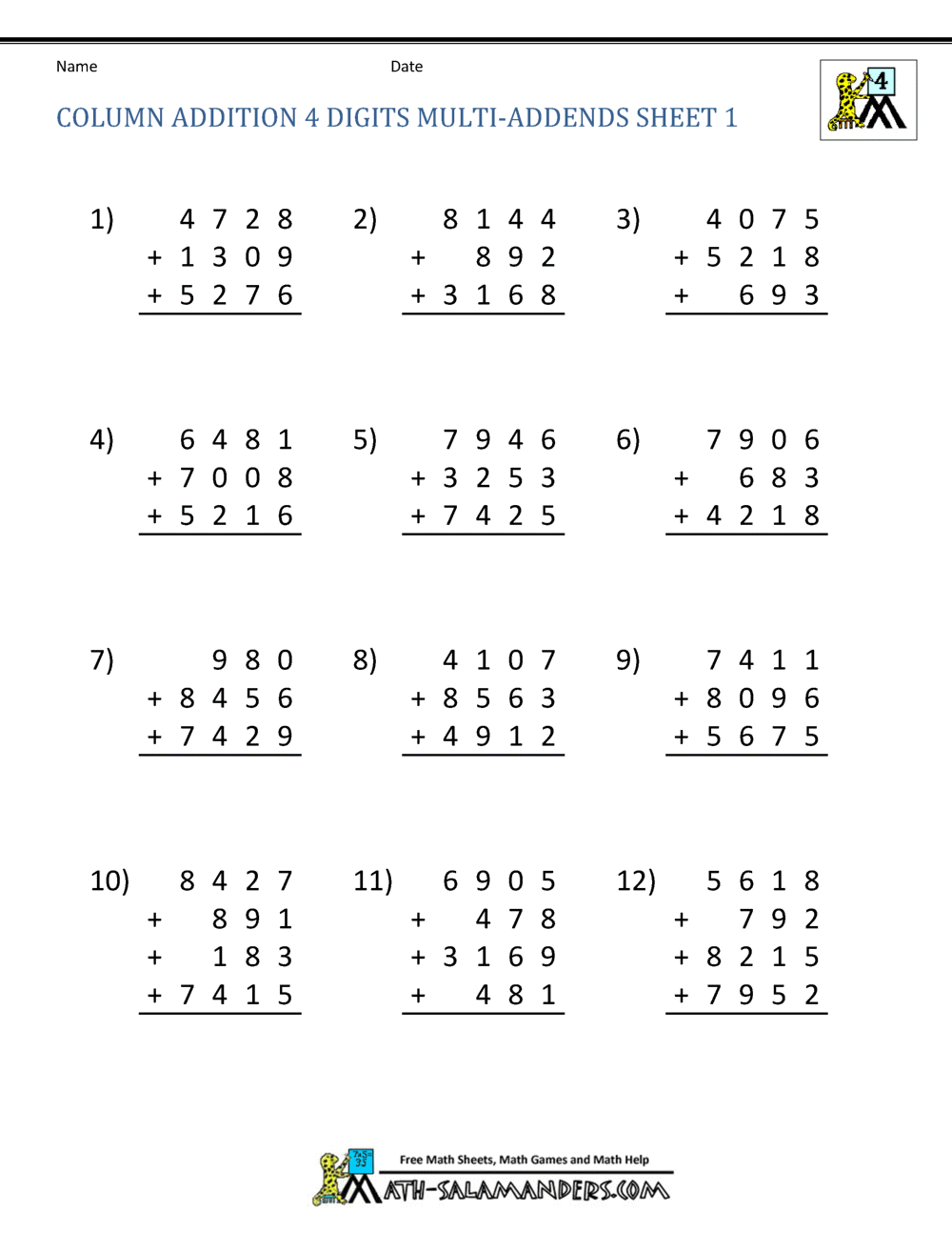 free printable addition carrying worksheets