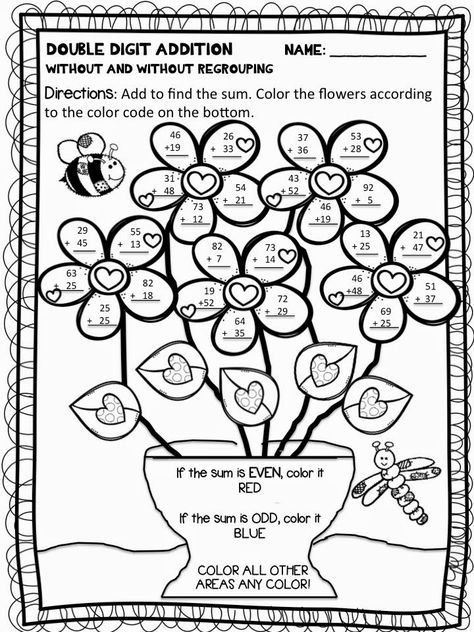 free printable addition coloring worksheets for 2nd grade