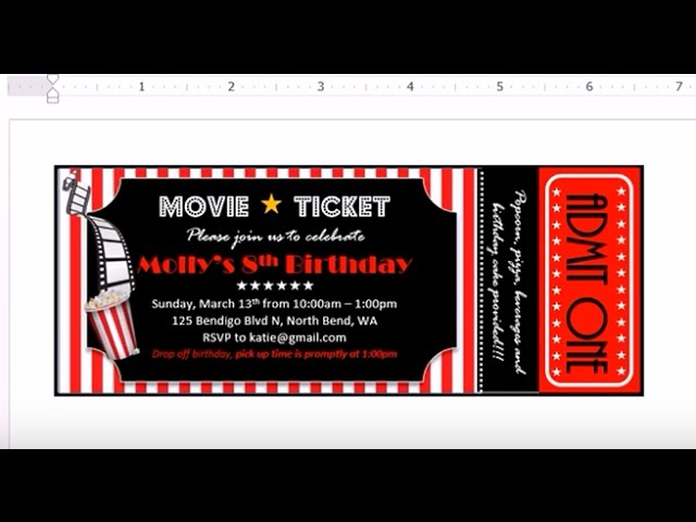 How to make invitation with MS Word - Movie theater ticket example