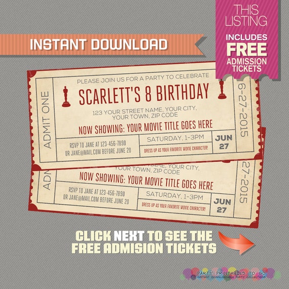 free printable admission tickets invitations