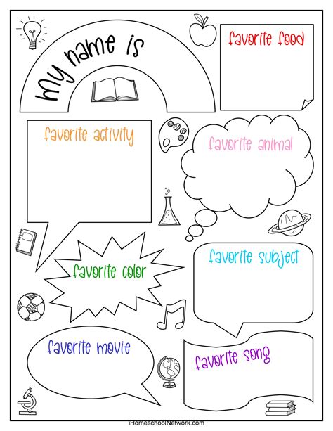 free printable all about me worksheet