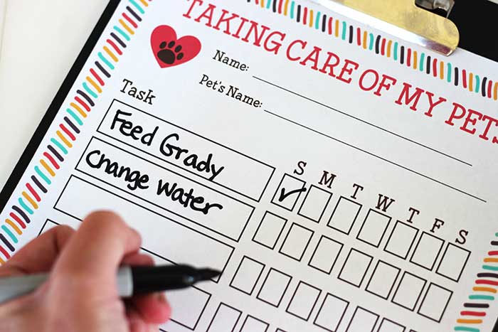 free printable animal chore charts