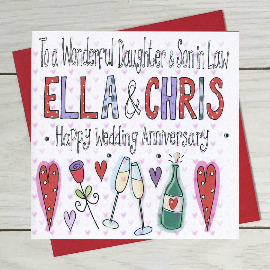 Son and Daughter in Law Wedding Anniversary Card. Personalise Free ...