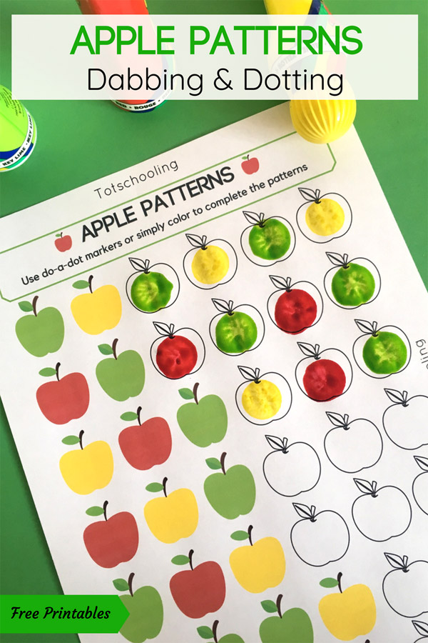 Apple Patterns Do-a-Dot Activity | Totschooling - Toddler ...