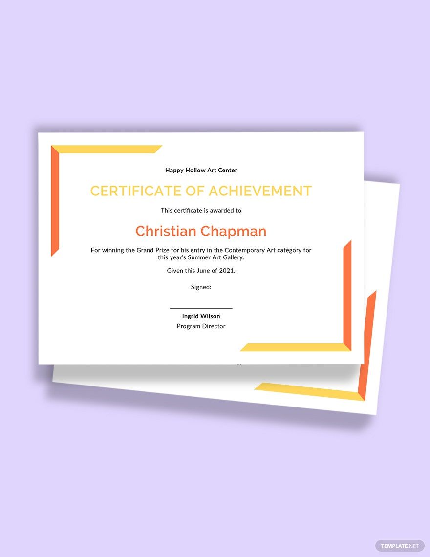 free printable art achievement certificate
