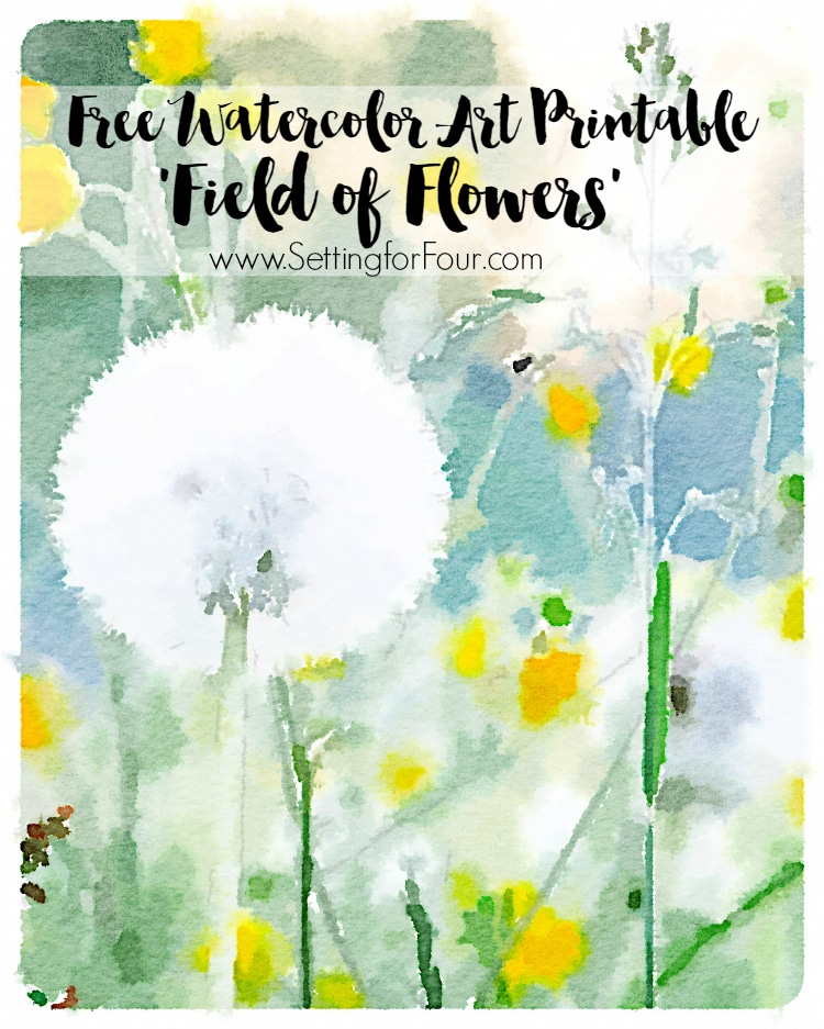 Free Watercolor Art Printable - Field of Flowers - Setting For ...