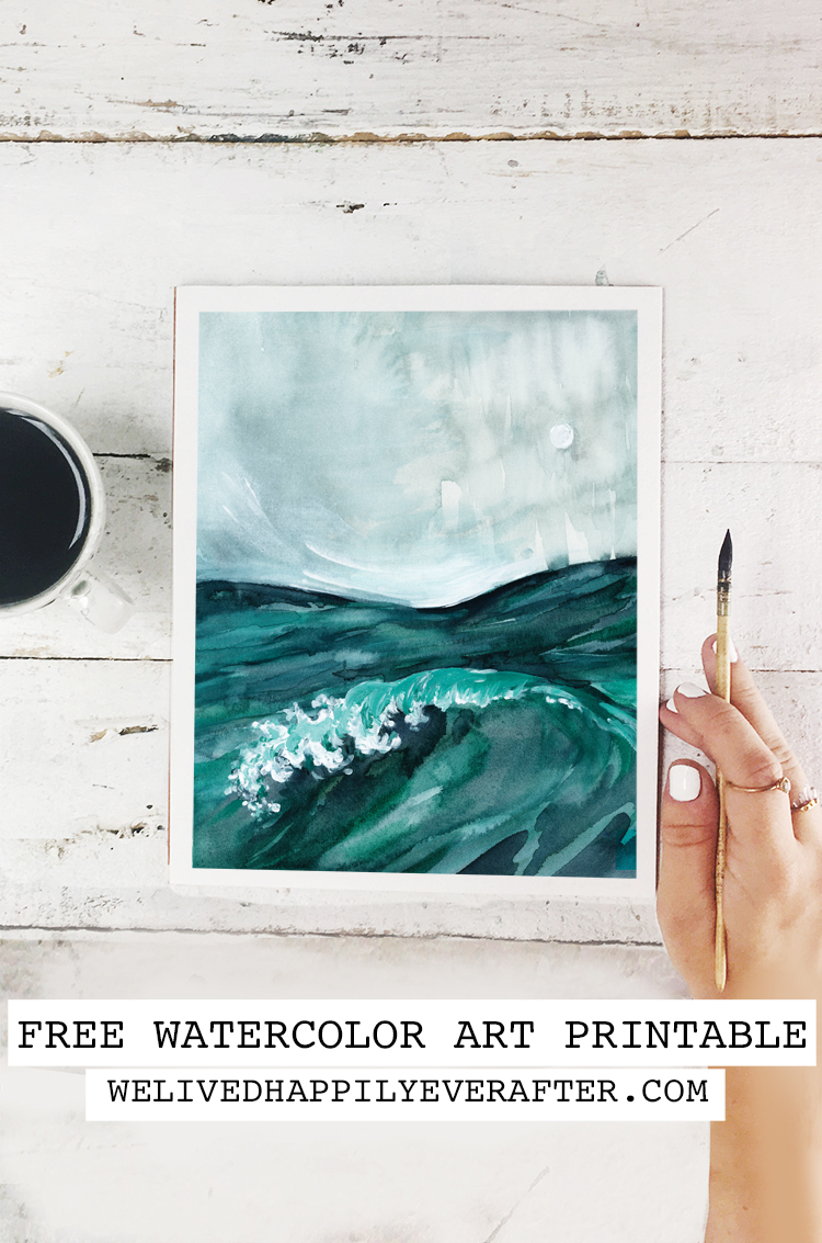 Summer Beach Ocean Waves Watercolor Painting - Free Printable Art ...