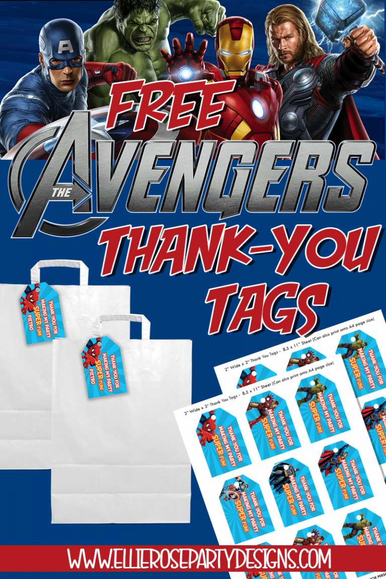 free printable avengers thank you tags