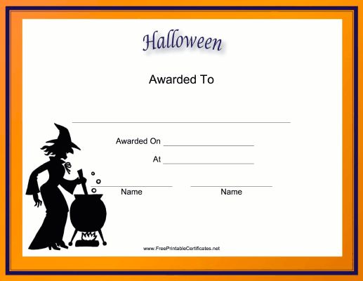 free printable award certificates for halloween
