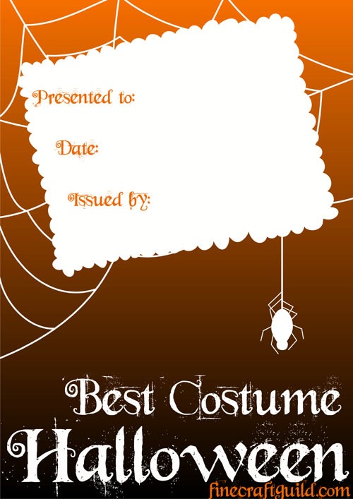 Print these free Certificate Templates for Best Halloween Costumes