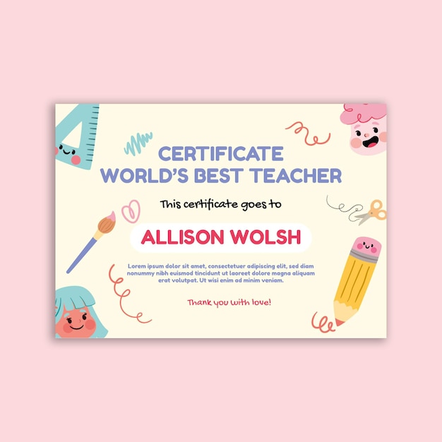 free printable award certificates for teachers