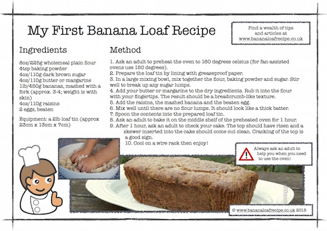 Banana Loaf Recipe - free printable recipe for kids; great ...