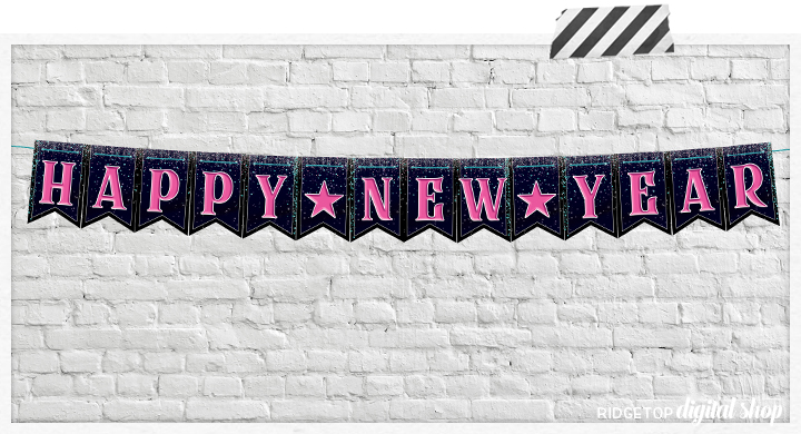 Happy New Year Banner Free Printable • Ridgetop Digital Shop