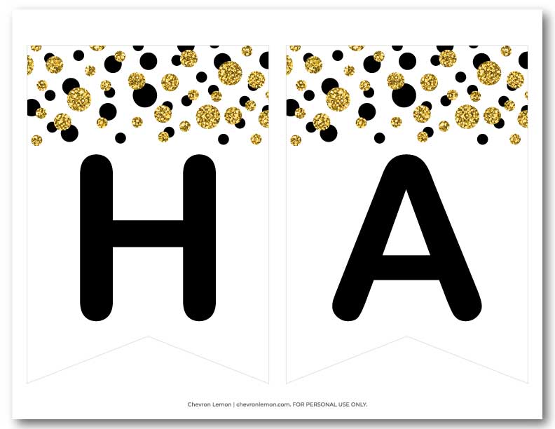 Free printable Happy New Year banner (black and golden confetti ...