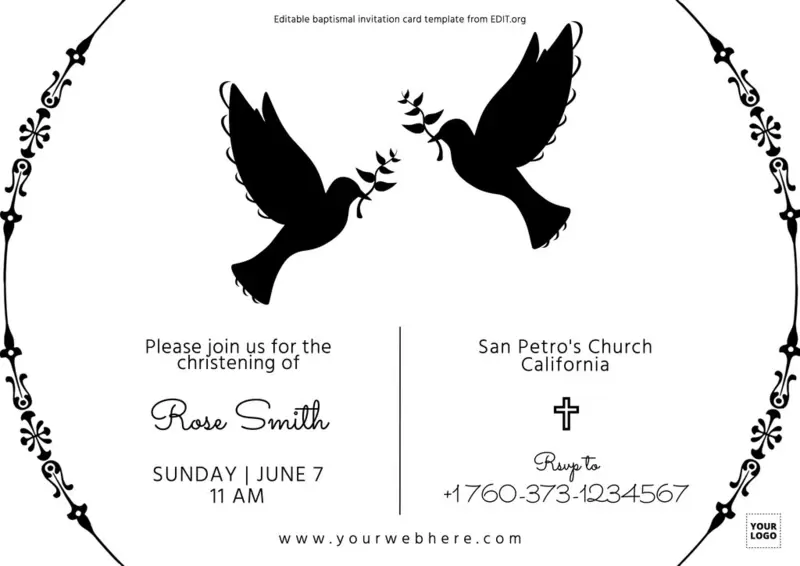 free printable baptism invitation cards templates