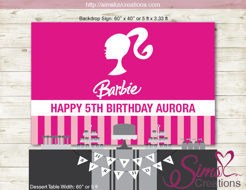 free printable barbie happy birthday banner