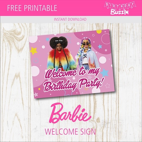 free printable barbie happy birthday banner