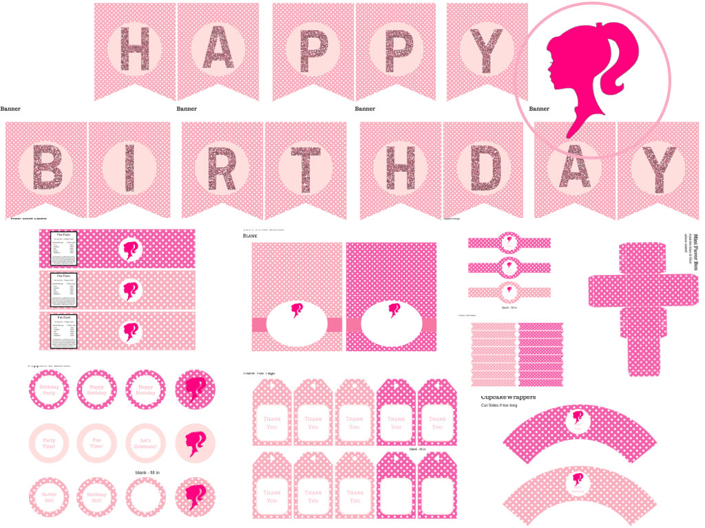 free printable barbie happy birthday banner