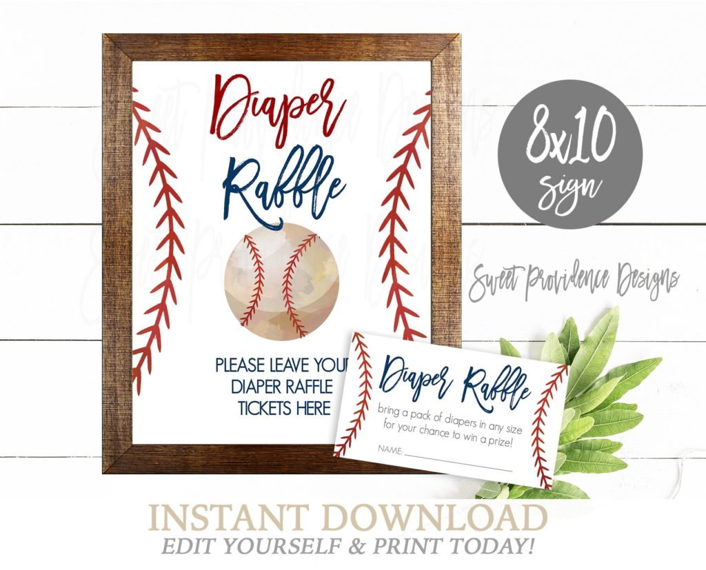Baby Shower Sign, Baby Shower Diaper Raffle Sign, Editable ...