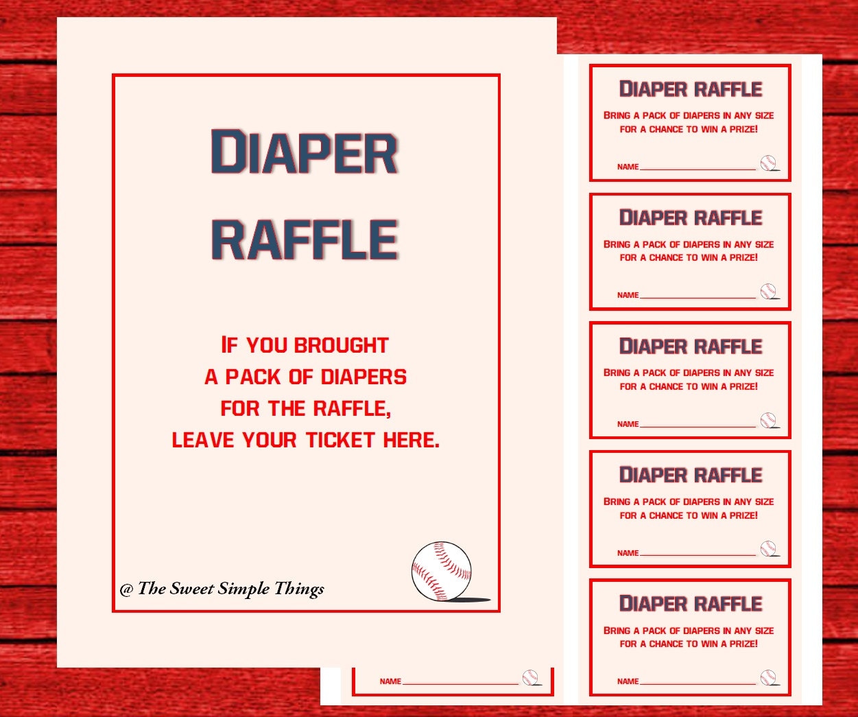 free printable baseball diaper raffle tickets