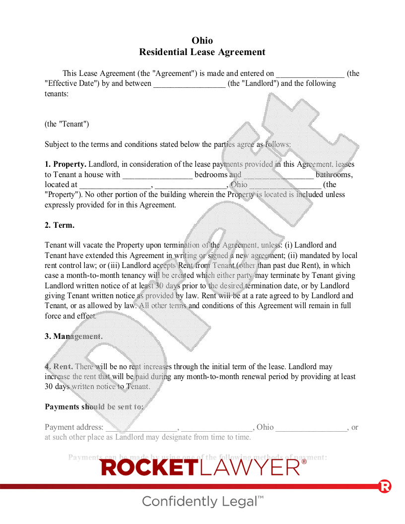 free printable basic rental agreement ohio