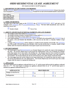 Free Ohio Rental Lease Agreement Templates | PDF