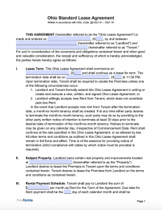 free printable basic rental agreement ohio
