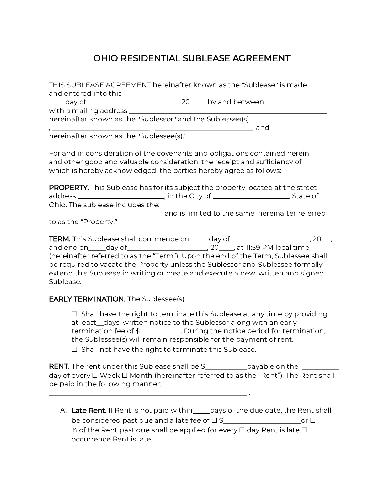 free printable basic rental agreement ohio