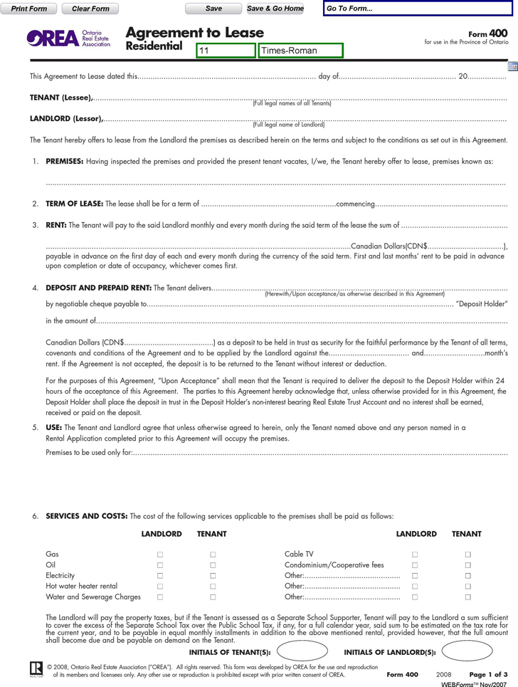 Rent and Lease Template - Template Free Download