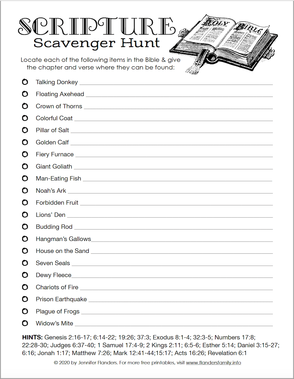 free printable bible scavenger hunt