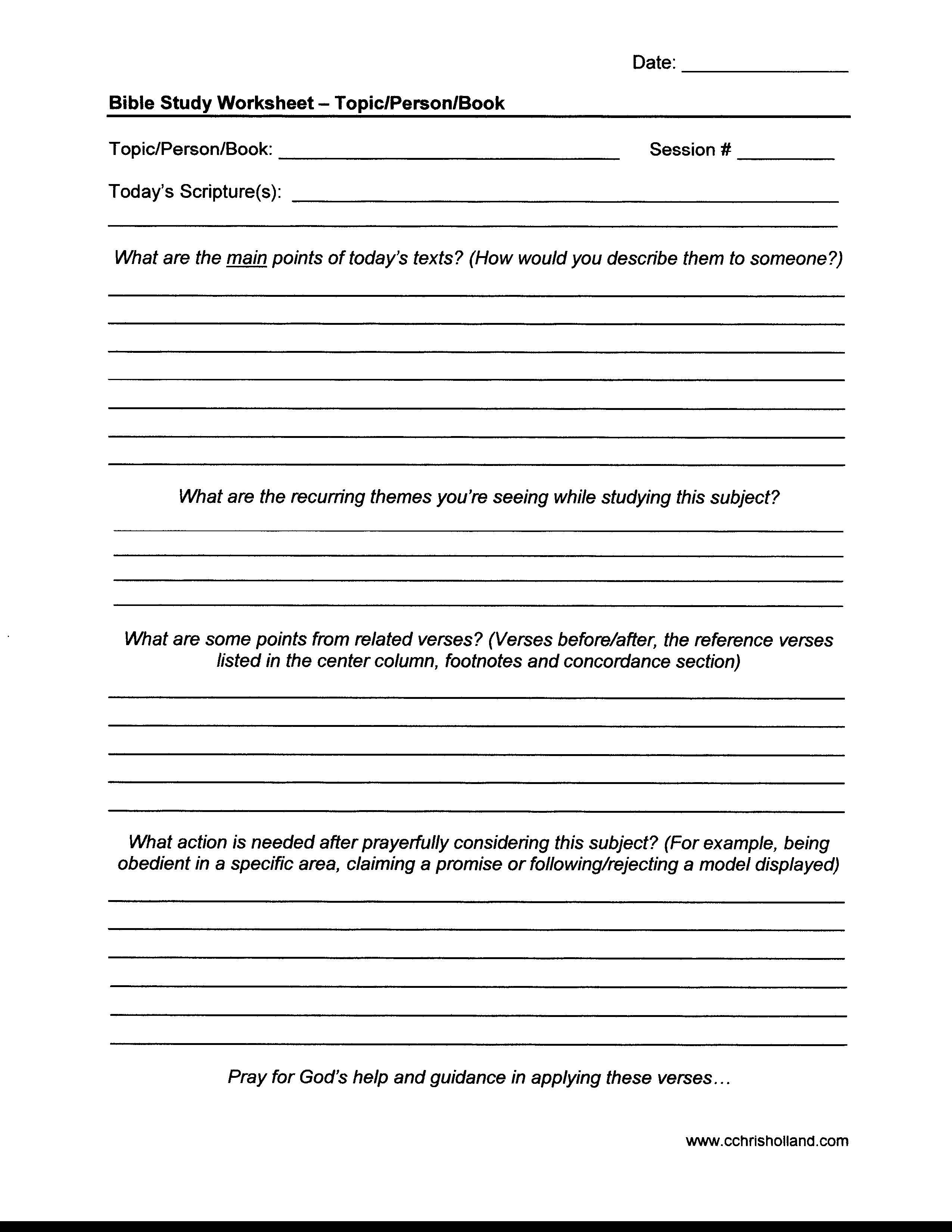 Bible Study Worksheets | cchrisholland