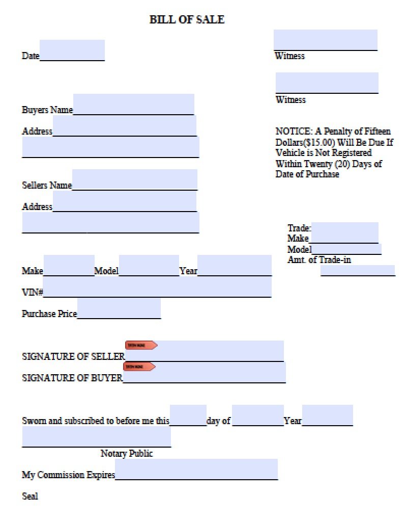 free printable bill of sale alabama