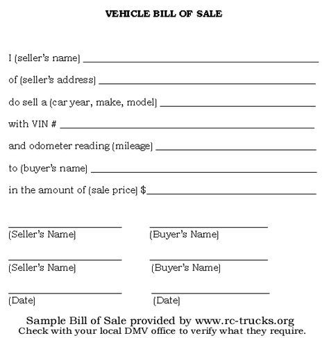 free printable bill of sale document