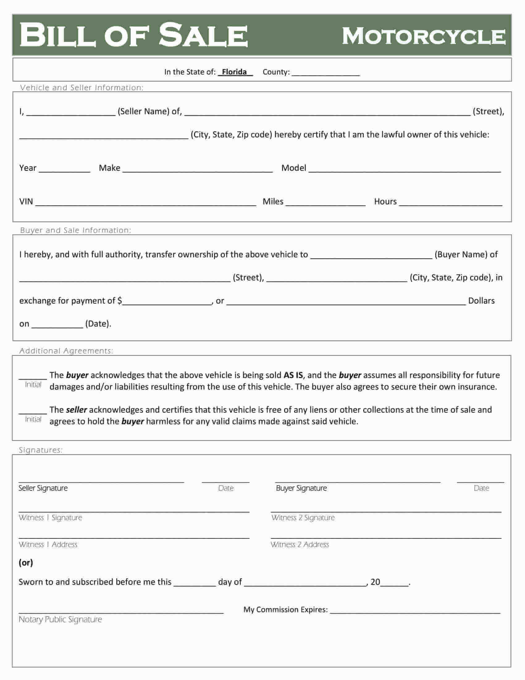 Free Florida Motorcycle Bill of Sale Template | Fillable Forms - Worksheets Library free-florida-motorcycle-bill-of-sale-template-fillable-forms-worksheets-library