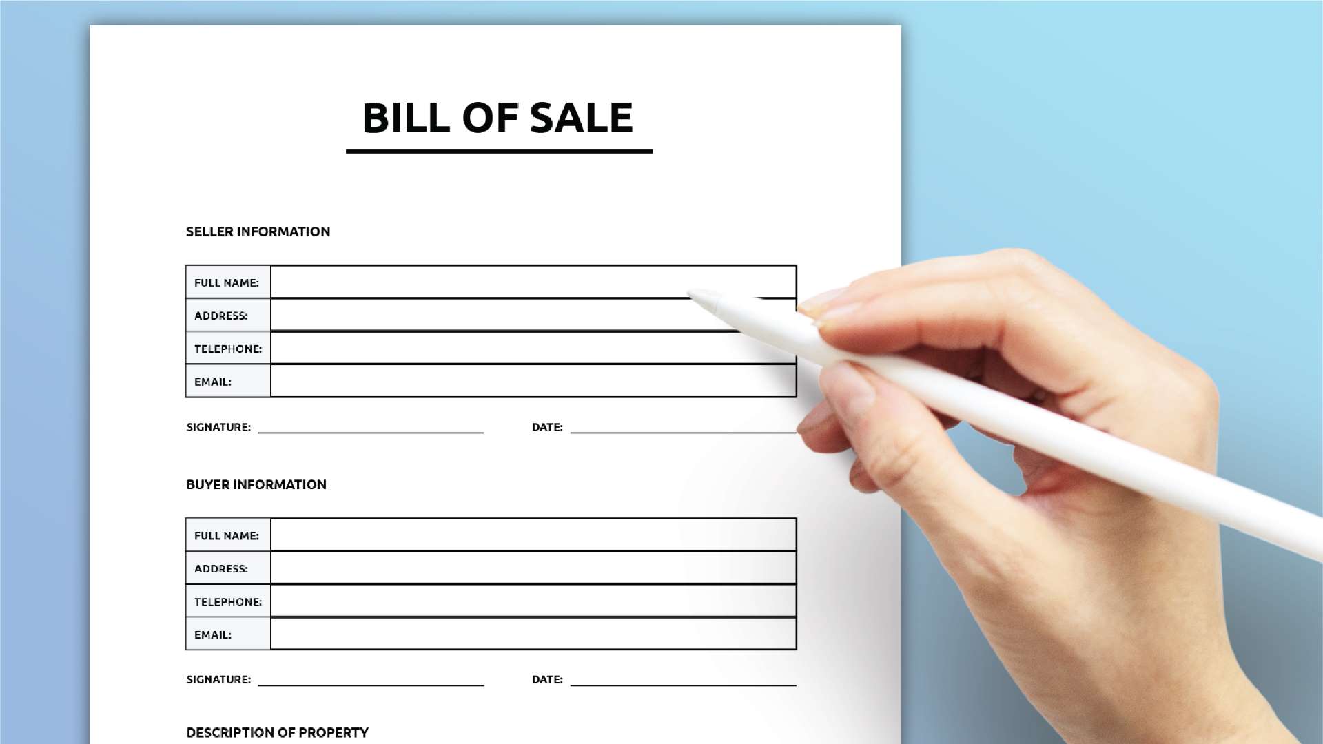 free printable bill of sale document