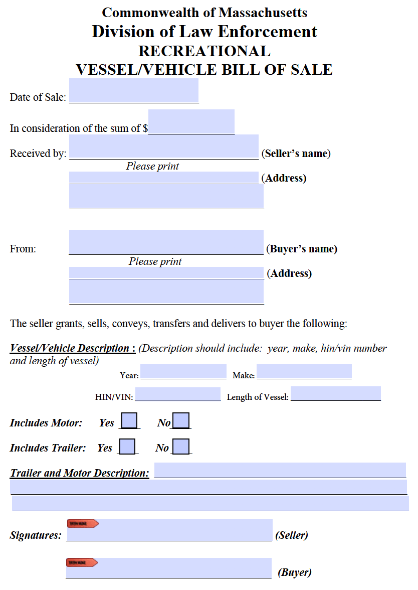 free printable bill of sale for horse trailer