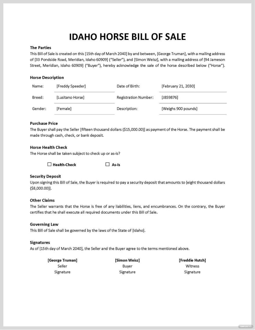 free printable bill of sale for horse trailer