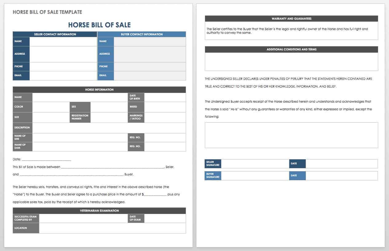 free printable bill of sale for horse trailer