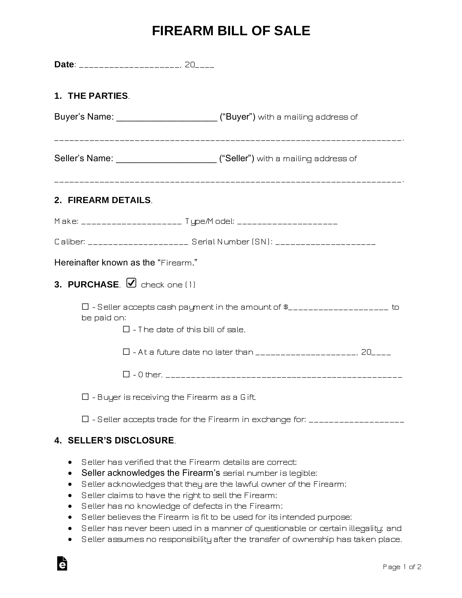 free printable bill of sale for house