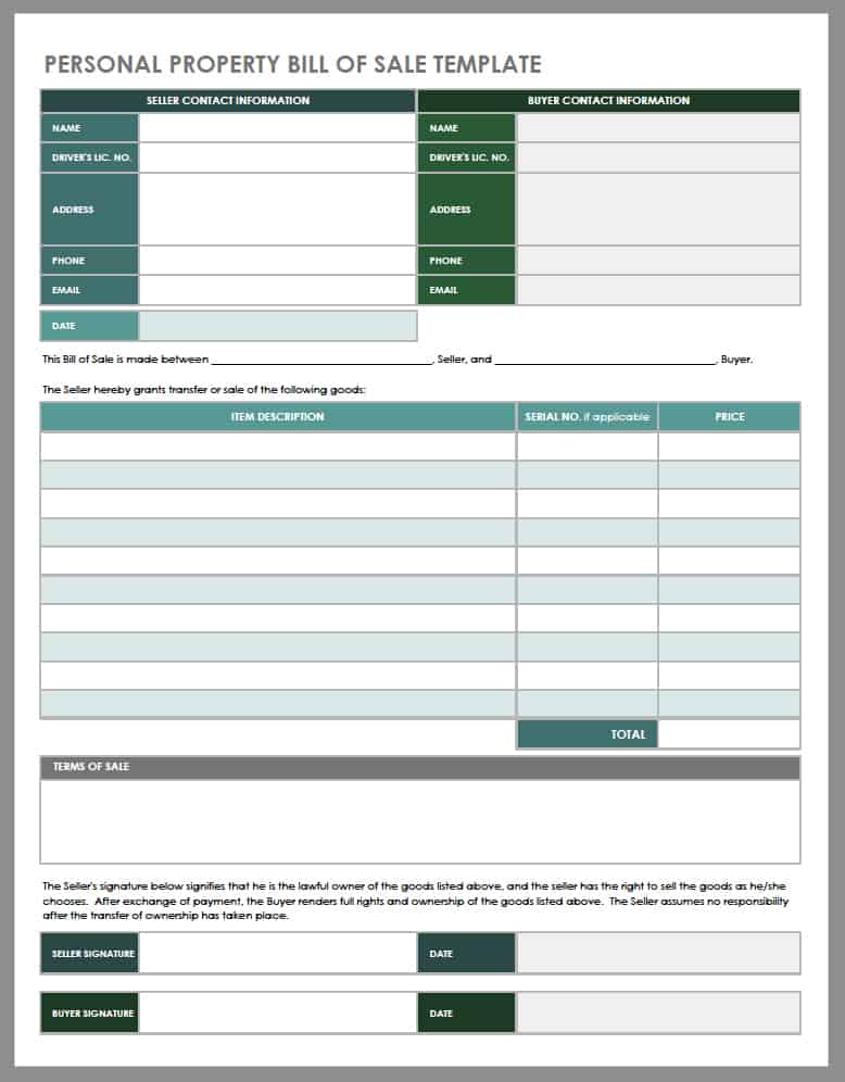 free printable bill of sale for house