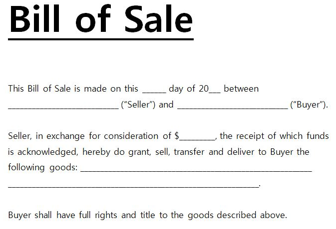 free printable bill of sale for house