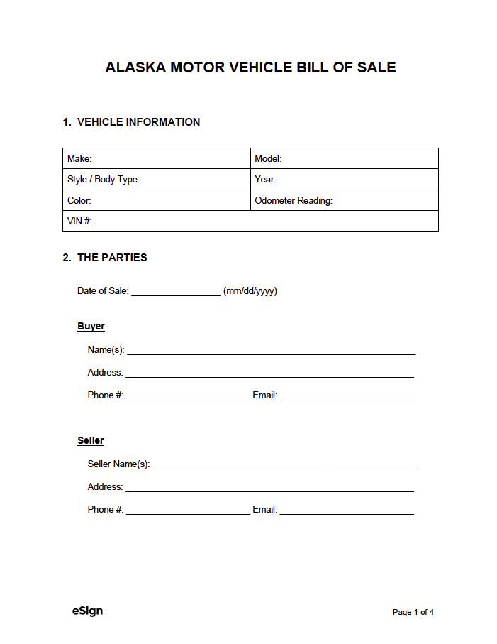 free printable bill of sale for utv
