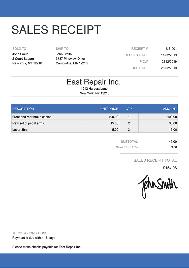 free printable bill of sale receipts