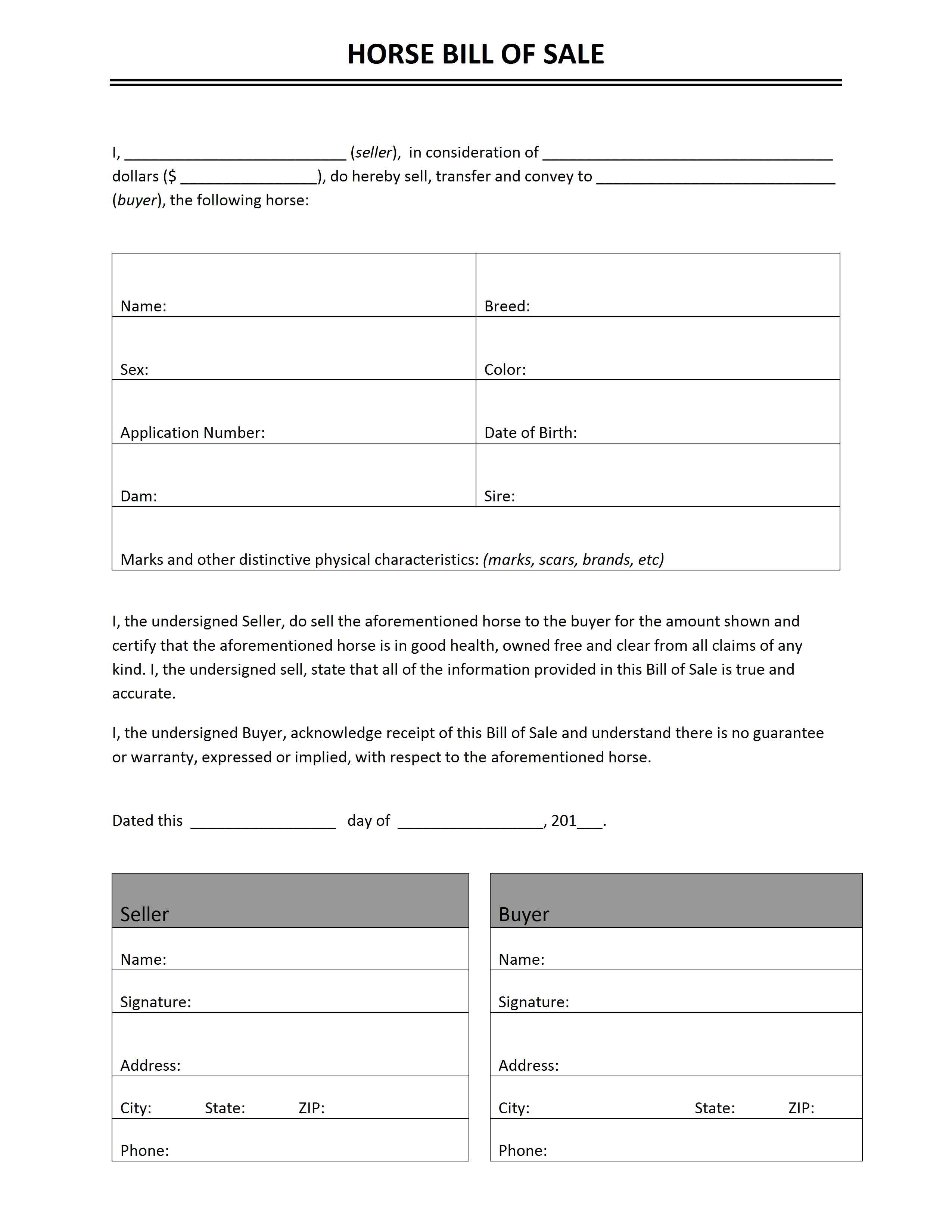 free printable bill of sale receipts
