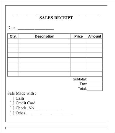 free printable bill of sale receipts