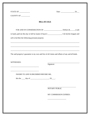 free printable bill of sale templates