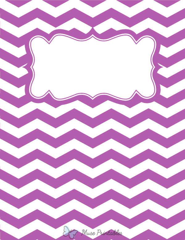 Printable Purple and White Chevron Binder Cover