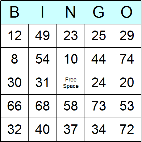 Numbers 1 to 75 Bingo Cards - Printable bingo activity, game, and ...