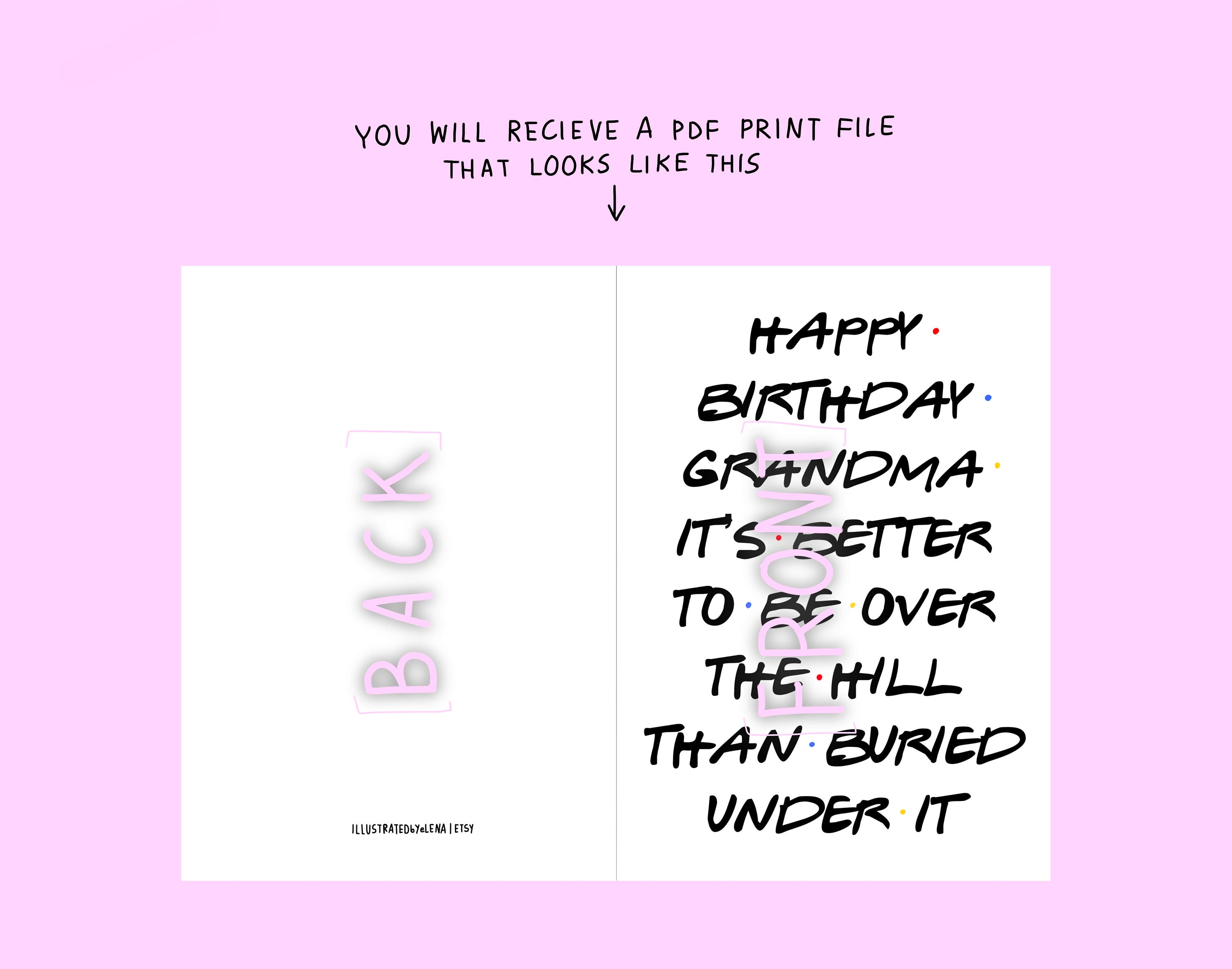 free printable birthday cards over the hill